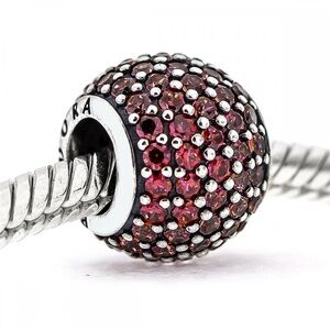Pavé lights, red crystal pandora charm